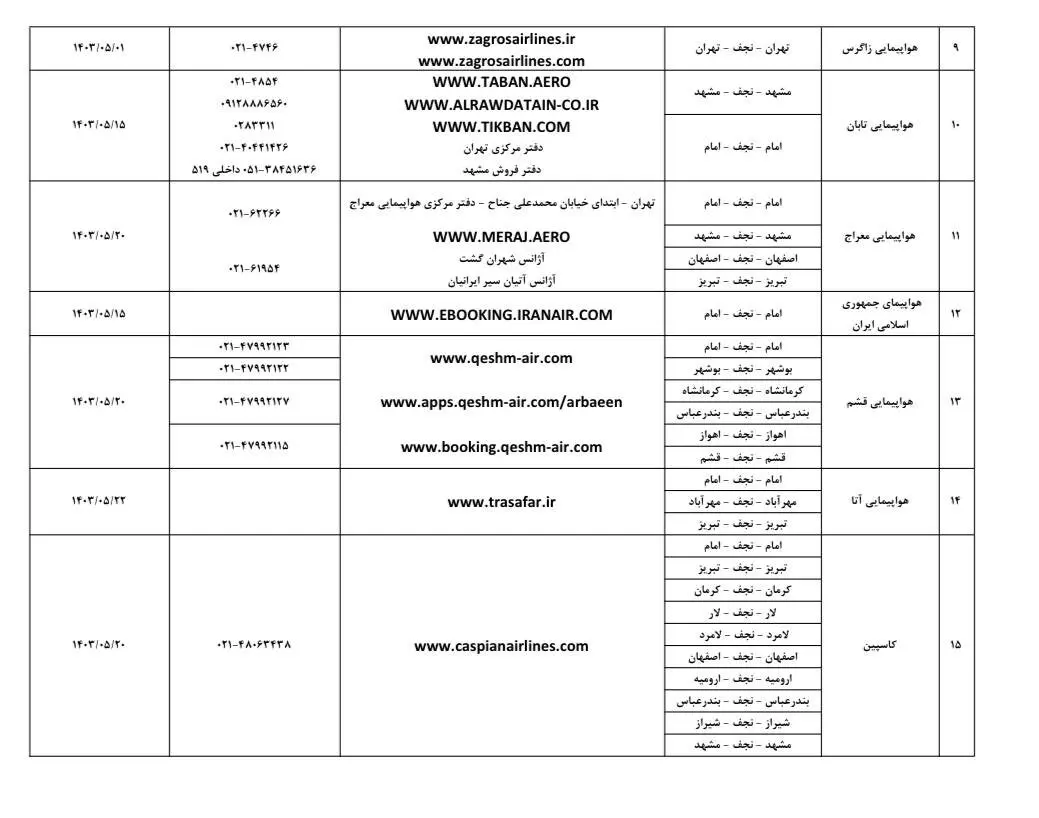 بلیت هواپیمای اربعین ۱۴۰۳