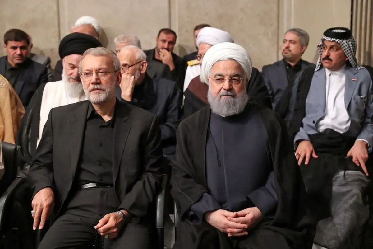 حسن روحانی و علی لاریجانی در مراسم ابراهیم رئیسی
