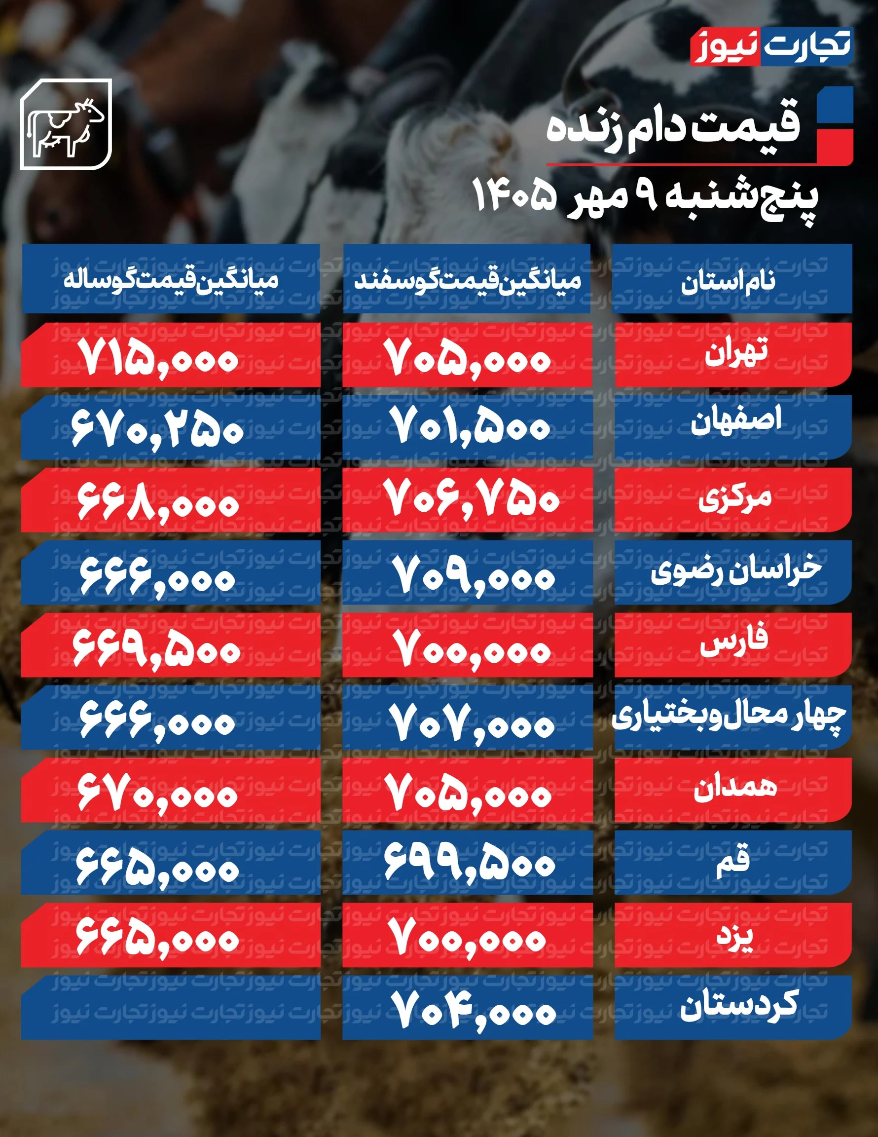 قیمت دام زنده