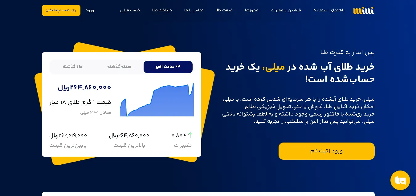 صفحه Homepage میلی گلد