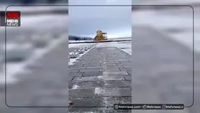 تصویر تماشایی از بارش برف در آرامگاه کوروش