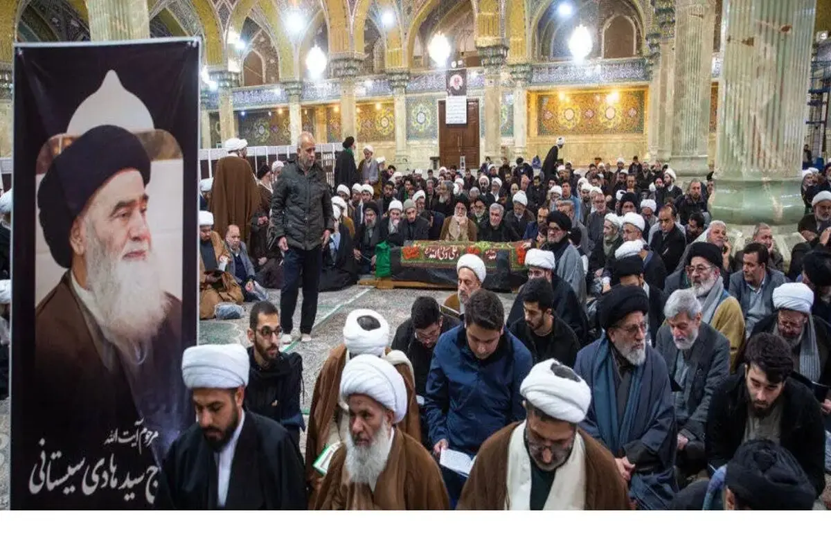 چند قاب از تشییع برادر آیت‌الله سیستانی در قم + عکس
