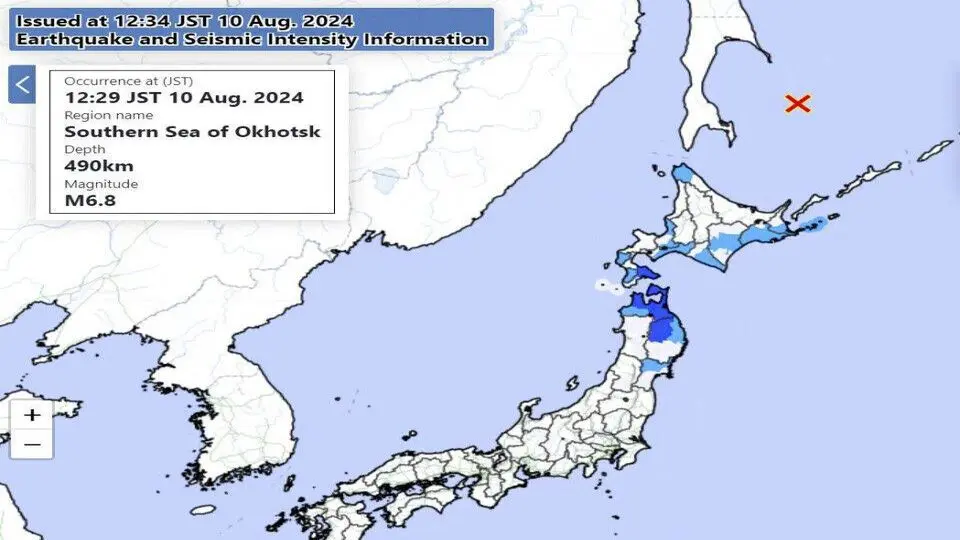 وقوع زلزله ۶.۸ ریشتری در شمال ژاپن