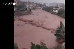 سیلاب دره اشکفت مسجدسلیمان پس از بارش شدید باران + ویدیو