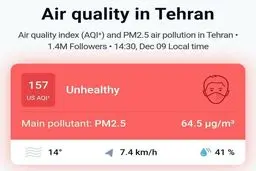 شاخص آلودگی هوای تهران دوباره بالا رفت!