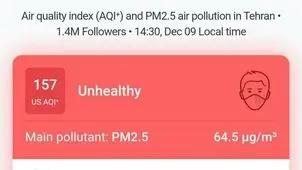 شاخص آلودگی هوای تهران دوباره بالا رفت!
