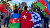 جولان  پرچم‌های ترکیه و  باکو  در آذربایجان

