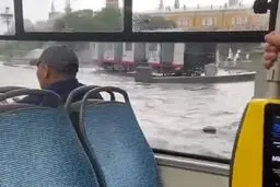 خیابان‌های مسکو زیرآب رفت! / ویدئو

