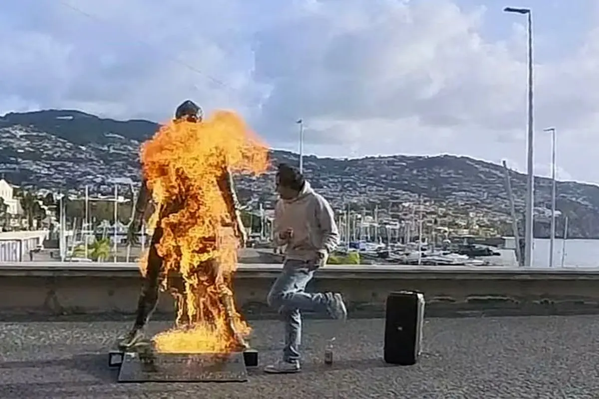 دستگیری عامل آتش زننده مجسمه رونالدو 