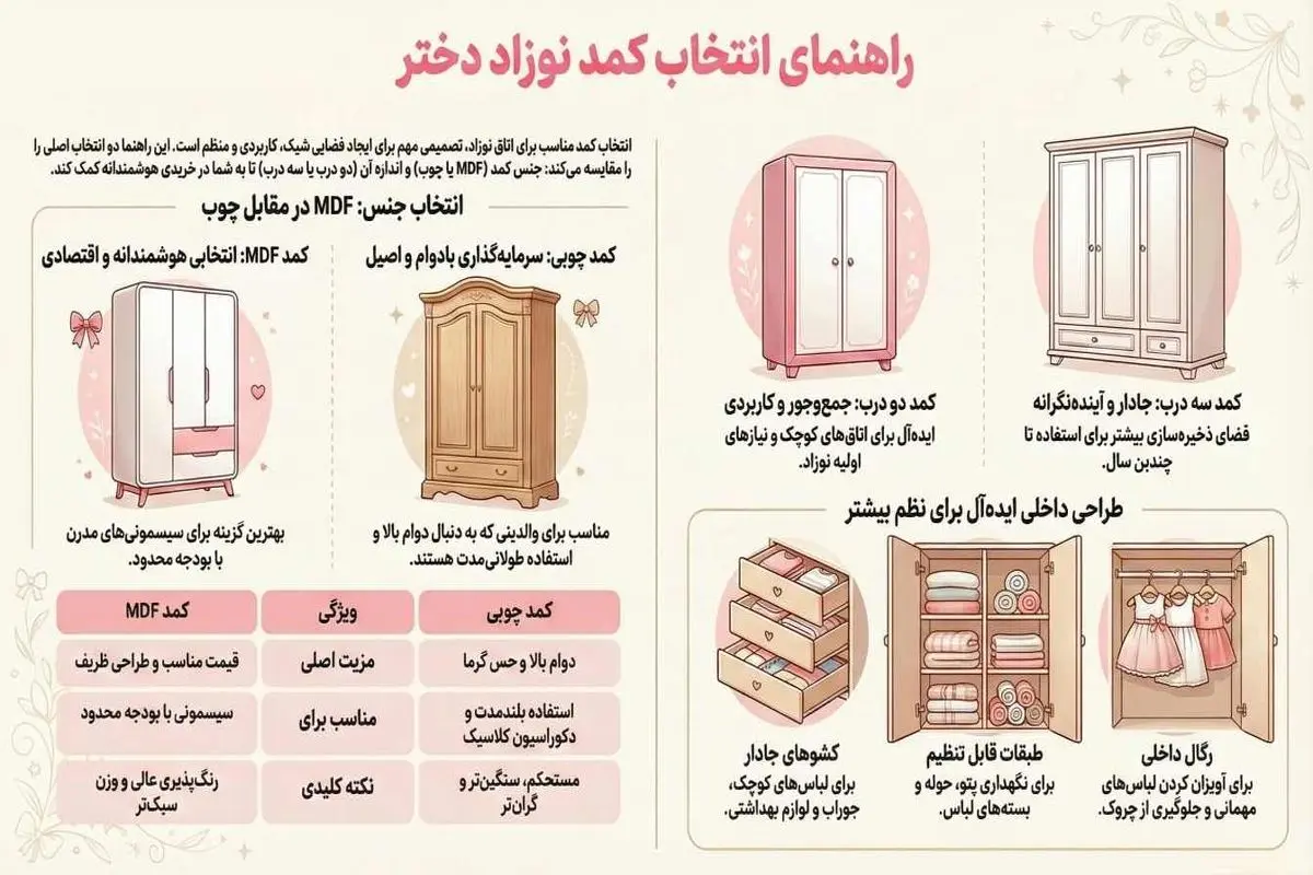 کمد نوزاد دختر برای سیسمونی