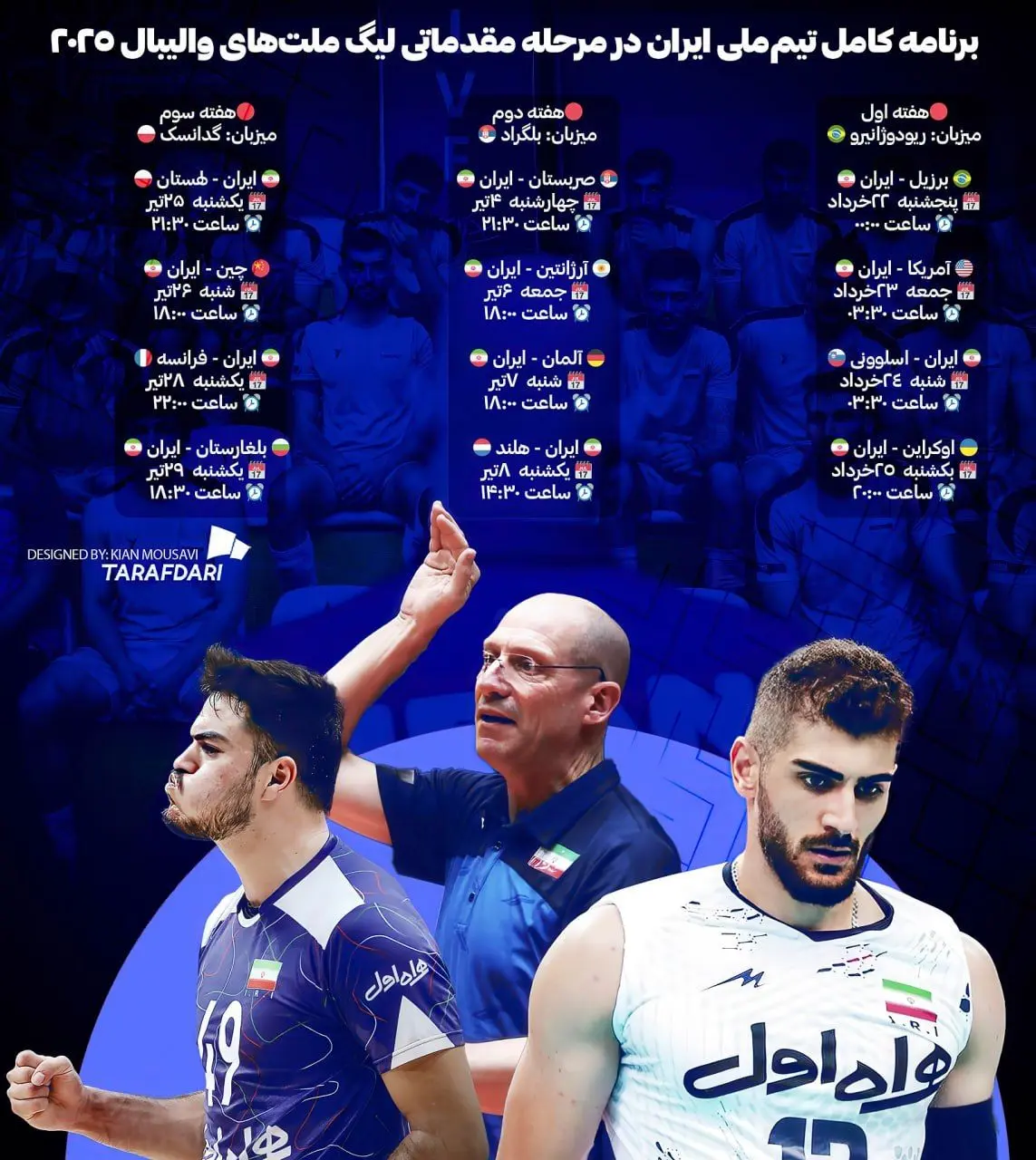 برنامه تیم ملی والیبال در لیگ ملت‌ها