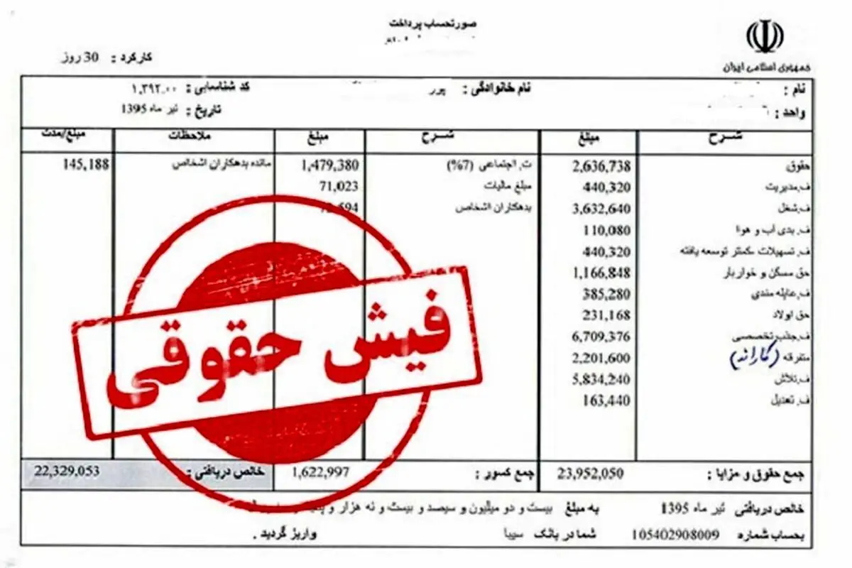 فوری؛ فیش حقوقی بازنشستگان تغییر کرد / یک ردیف حقوقی حذف شد
