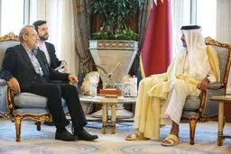 دیدار لاریجانی با امیر قطر 