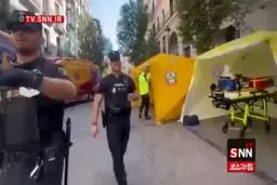 ریزش ساختمان در مرکز مادرید + ویدئو