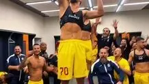 جشن بازیکنان فولاد پس از برد از پرسپولیس