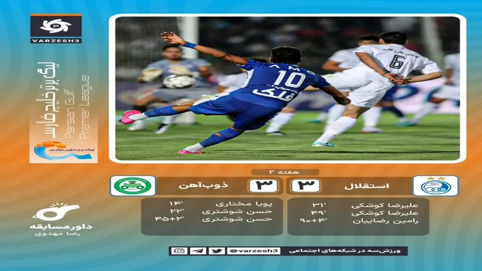 تساوی نفس گیر استقلال با ذوب آهن اصفهان