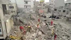 نابودی یک محله مسکونی در جوادیه در پی حمله آمریکا- صهیونی + ویدیو