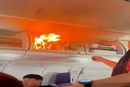 هواپیمای چینی آتش گرفت + ویدئو