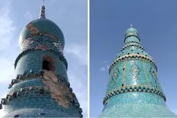 برخورد صاعقه به گنبد امامزاده