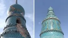 برخورد صاعقه به گنبد امامزاده