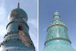 برخورد صاعقه به گنبد امامزاده