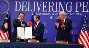 امضای توافقنامه آتش‌بس بین تایلند و کامبوج در حضور ترامپ


