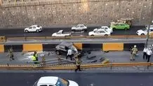 سقوط سواری ساندرو از بالای پل نیکنام به داخل خط ویژه بزرگراه امام علی