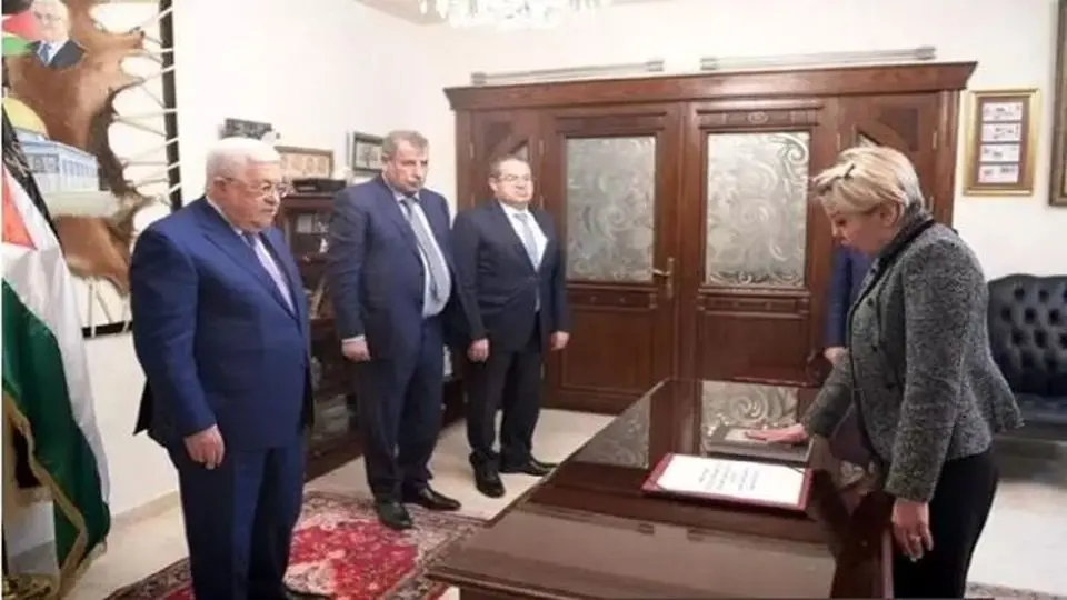سوگند سفیر جدید فلسطین در ایران در برابر محمود عباس