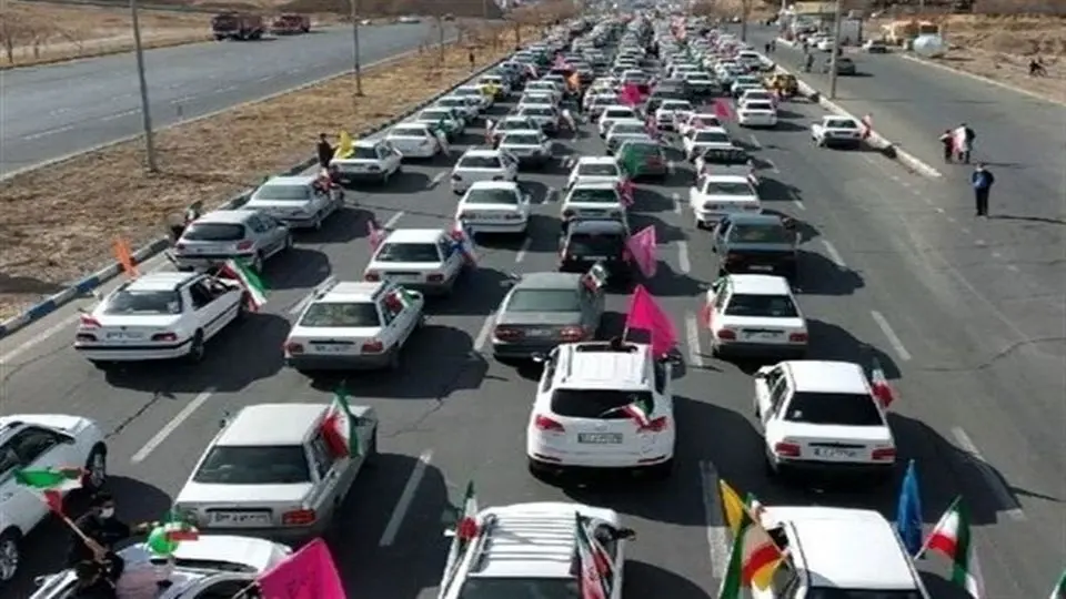 راهپیمایی خودرویی 22 بهمن در شهرهای قرمز