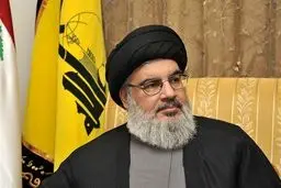 نخستین حضور نصرالله بعد از جنگ غزه/ آیه کنایه آمیز بالای سر نصرالله/ عکس

