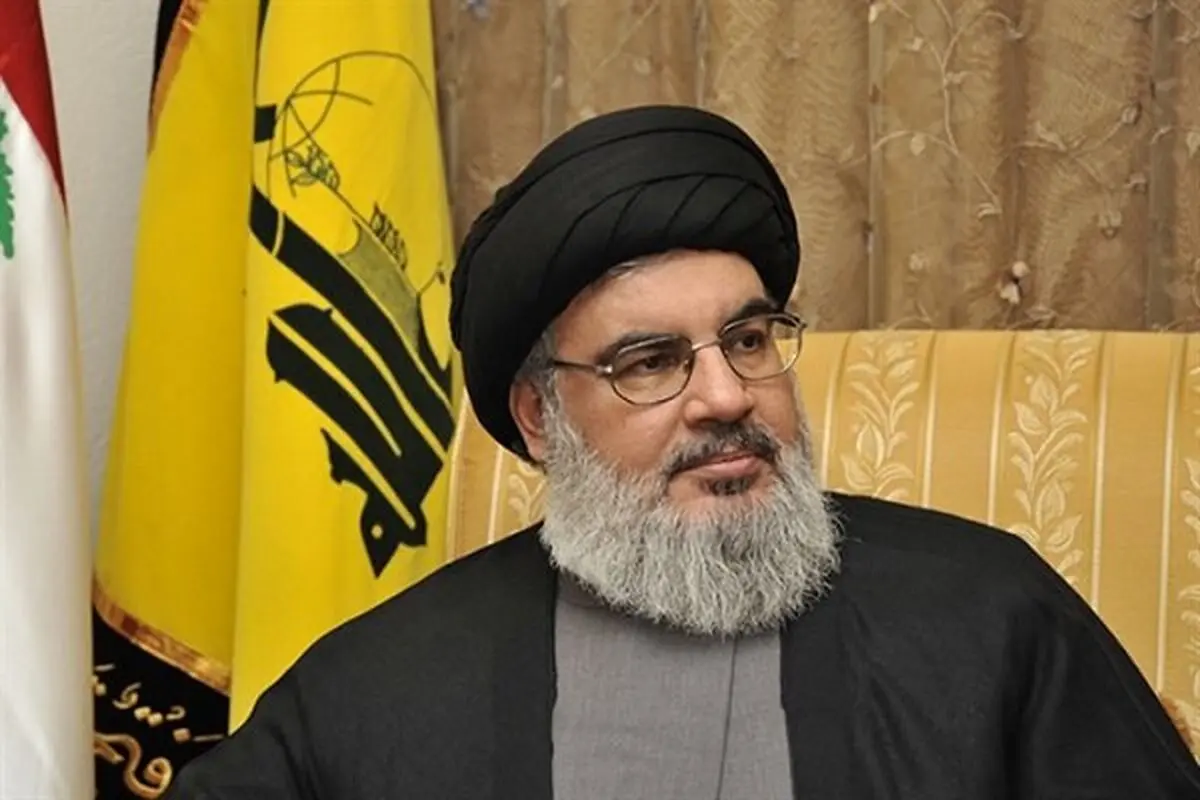 نخستین حضور نصرالله بعد از جنگ غزه/ آیه کنایه آمیز بالای سر نصرالله/ عکس

