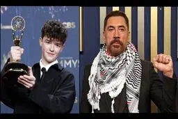 خاویر باردم با چفیه در مراسم امی حاضر شد 