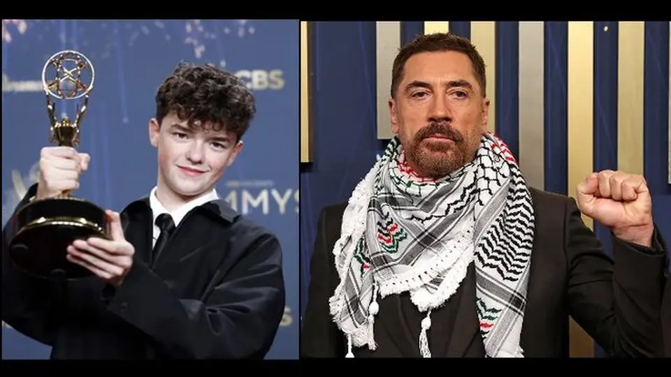 خاویر باردم با چفیه در مراسم امی حاضر شد