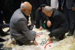 مسعود پزشکیان بر سر مزار علی لاریجانی در قم رفت +‌ عکس