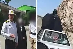 دستگیری زنی که روی سقف پراید در حال حرکت نشسته بود