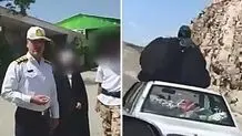 دستگیری زنی که روی سقف پراید در حال حرکت نشسته بود