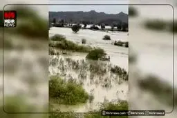 سیل گسترده در جاسک مناطق روستایی را محاصره کرد + ویدیو