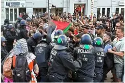 درگیری پلیس آلمان با حامیان فلسطین در برلین

