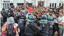 درگیری پلیس آلمان با حامیان فلسطین در برلین

