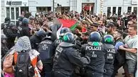 درگیری پلیس آلمان با حامیان فلسطین در برلین

