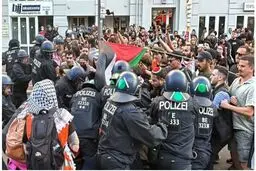درگیری پلیس آلمان با حامیان فلسطین در برلین

