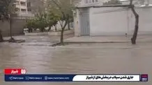 سیلاب در بخش هایی از شیراز جاری شد+ ویدئو