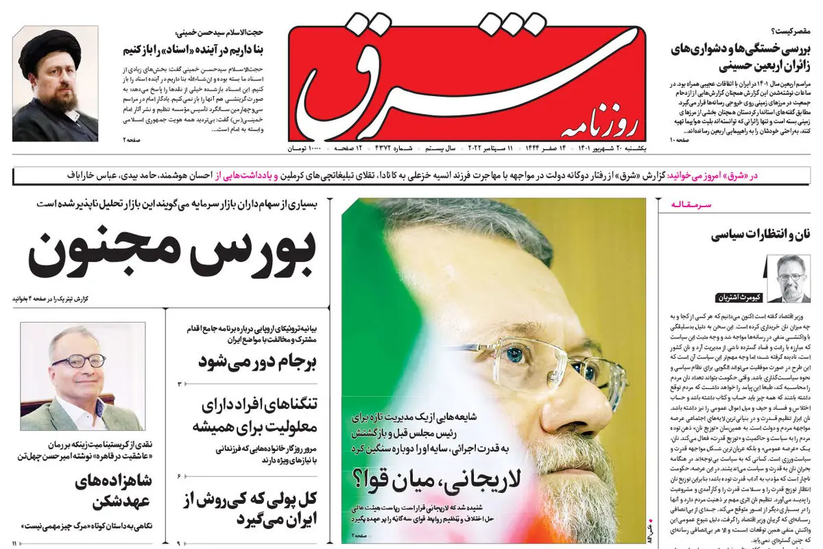 یکشنبه 20 شهریور 1400 | شماره 4372