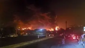 تصاویری از آتش‌سوزی در انبار نفت شهران بعد از حمله اسرائیل + ویدئو