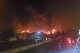 تصاویری از آتش‌سوزی در انبار نفت شهران بعد از حمله اسرائیل + ویدئو