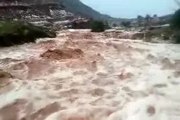وقوع سیل در روستای هفت‌شهیدان در خوزستان + ویدیو