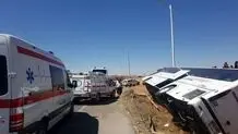 واژگونی یک دستگاه اتوبوس مسافربری در لرستان