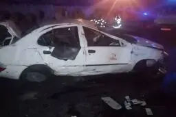 پرت شدن راننده تیبا به بیرون در بزرگراه چمران
