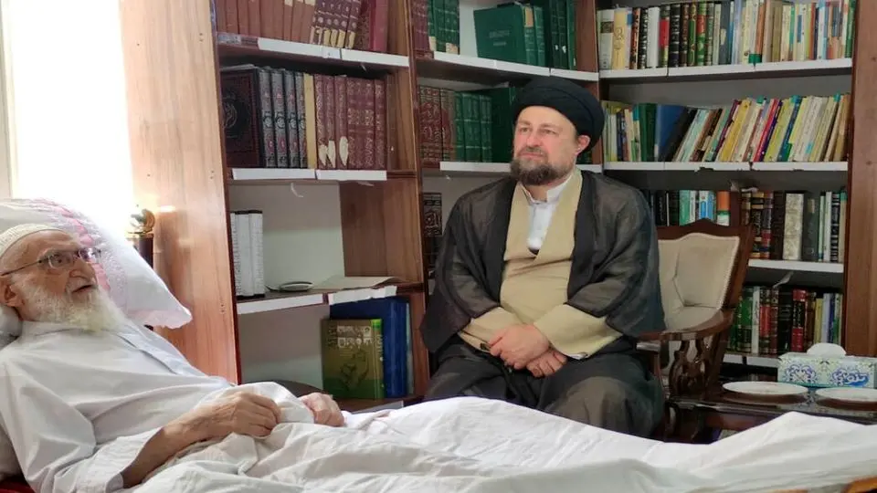 عیادت سیدحسن خمینی از آیت الله نوری همدانی