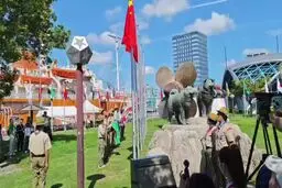 پرچم ایران در دهکده بازیهای آسیایی به اهتزاز در آمد